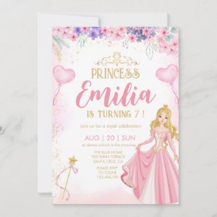 Élégante princesse Fille anniversaire Invitation