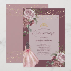 Elégante Princesse Floral Quinceañera Invitation