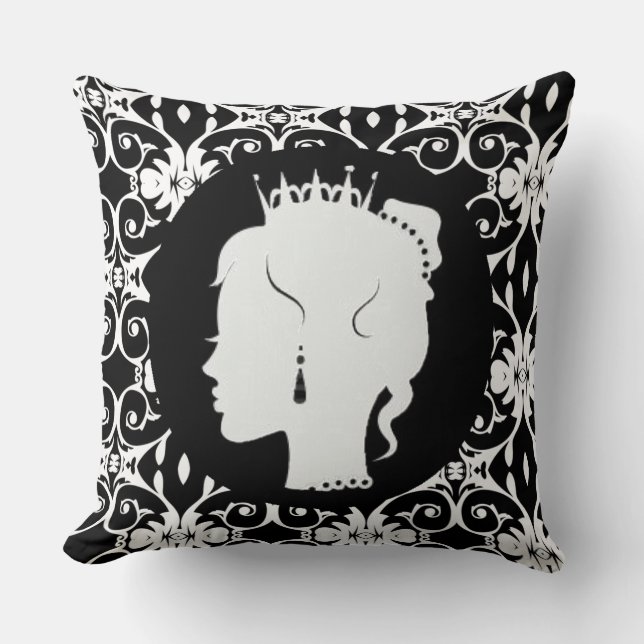 Élégante princesse Silhouette blanche oreiller (Recto)