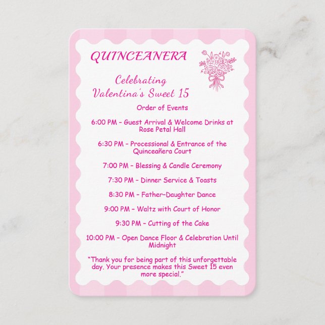 Elégante Quinceañera Floral Bouquet | PROGRAMME (Devant)