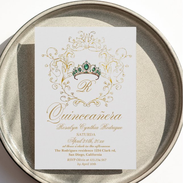 Elégante Quinceanera Gold White Invitation (Créateur téléchargé)