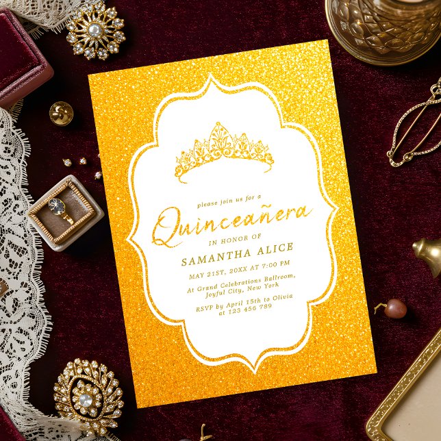Elégante Quinceanera Invitation - Minimaliste Or (Créateur téléchargé)