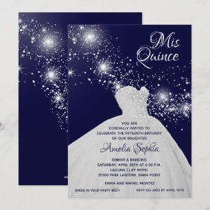 Elégante Quinceañera White Gown Invitations