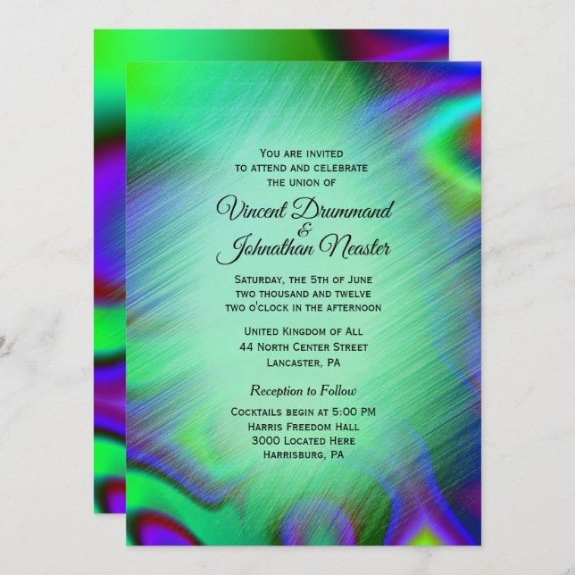 Elégante Rainbow Green Wedding Invitations (Devant / Derrière)
