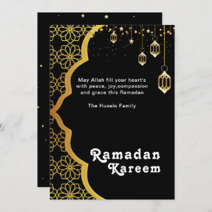Elégante Ramadan Kareem Black Gold Carte de vacanc
