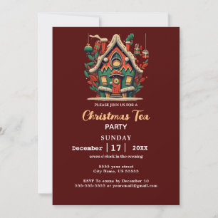 Elégante Red House Christmas Tea Party Invitation