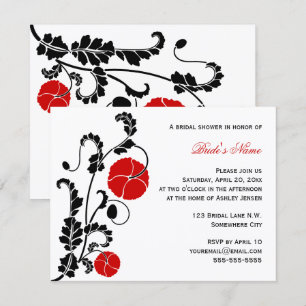 Elégante Red Poppy nuptiale douche Invitation