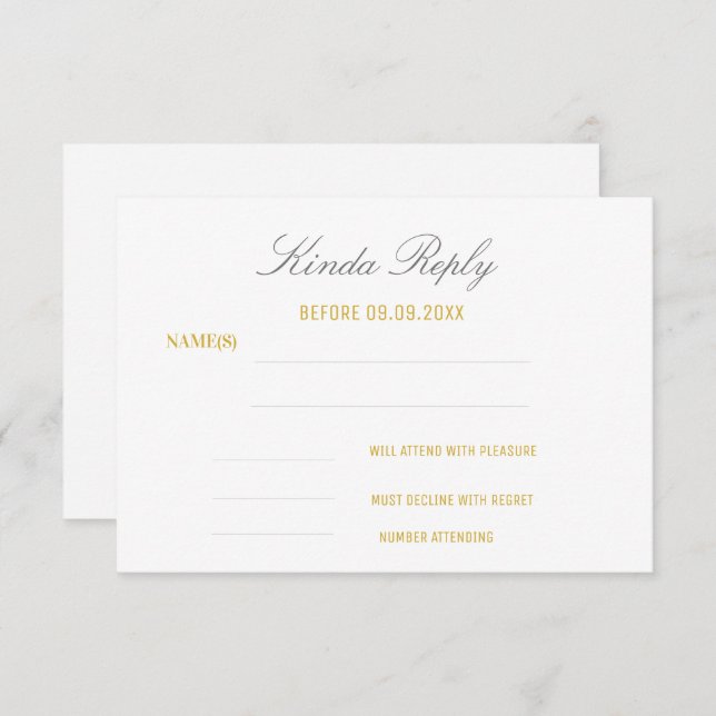 Élégante réponse d'anniversaire blanc et or (Devant / Derrière)