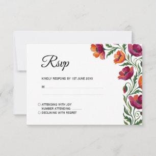 Élégante Réponse Mariage Floral Poppy Aquarelle Bo