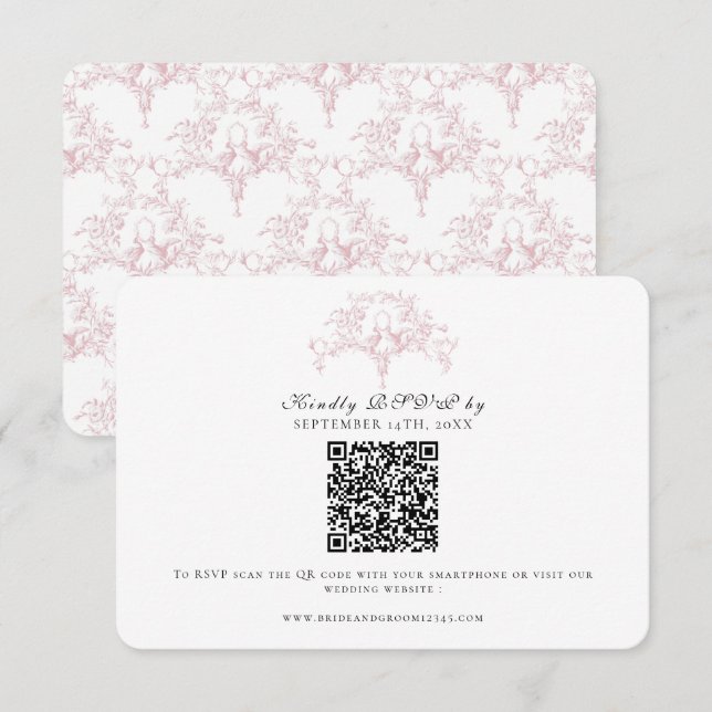 Élégante réponse RSVP rose et blanc Art de colombe (Devant / Derrière)