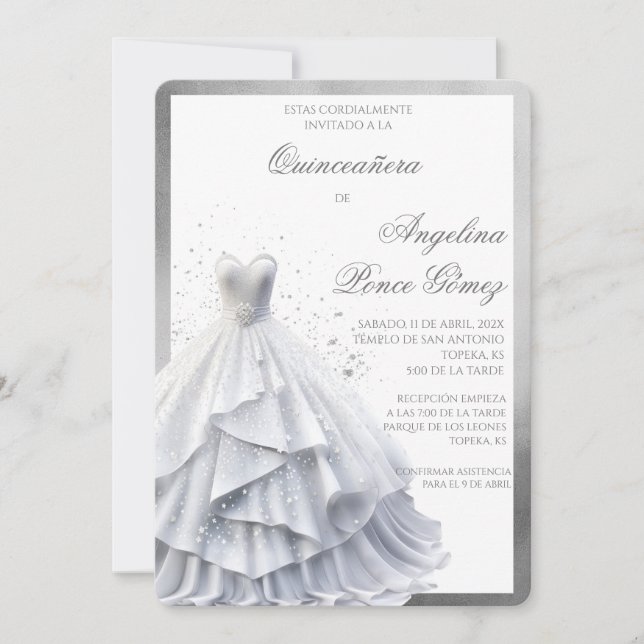 Elégante robe blanche invitation quinceañera (Devant)