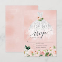 Elégante robe florale Quinceanera RSVP Invitation
