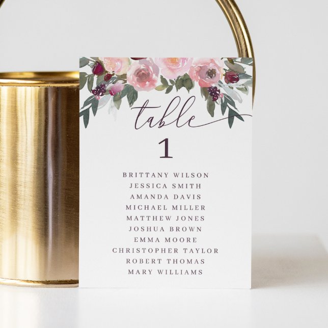 Élégante rose. Carte des sièges mariages floraux (Créateur téléchargé)