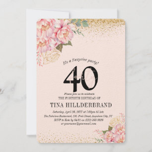 Elégante rose florale & Parties scintillant 40e fê