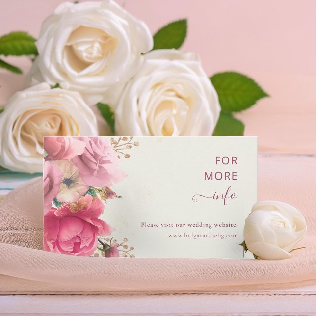 Elégante Rose Garden Gold Mariage carte de boîtier (Elegant Floral Rose Garden Gold Enclosure Card)