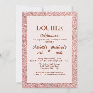 Élégante Rose Gold Glitter Invitation Anniversaire
