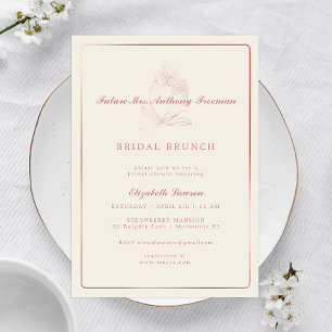 Elégante Rose Gold Orchid Bridal Shower Invitation