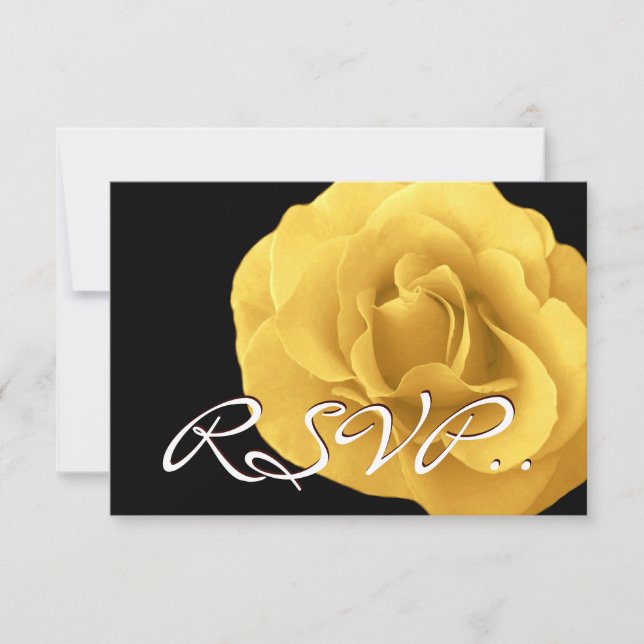 Élégante Rose Jaune RSVP réponse Mariage Petite (Devant)