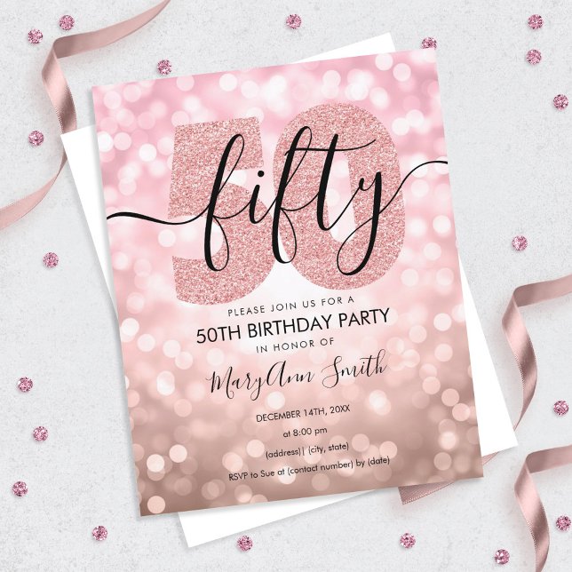 Elégante Rose moderne Gold 50e fête d'anniversaire (Créateur téléchargé)