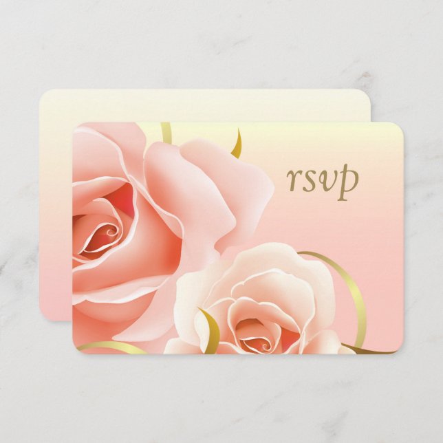 Elégante Rose Rose Design Cartes RSVP personnalisé (Devant / Derrière)
