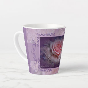 Élégante Rose Rose Et Dentelle Latte Mug