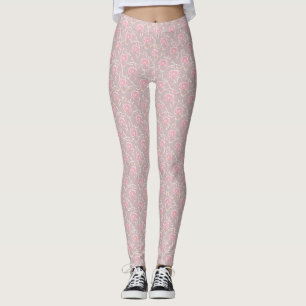 Élégante Rose rose et feuille sur les Leggings imp