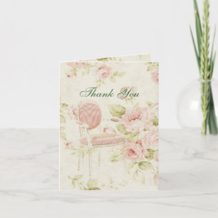 élégante rose rose florale vintage mariage merci