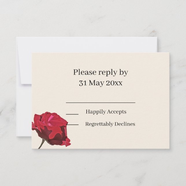 Élégante Rose rouge insertion RSVP (Devant)