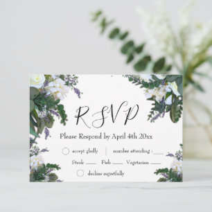 Elégante roses blanches lavande fleurie RSVP