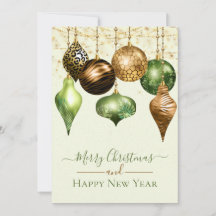 Elégante Safari Gold Ornament Joyeuse Carte de Noë