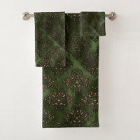 Élégante Salle de bain en bronze damassé vert