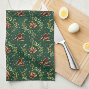 Élégante serviette de thé Halloween sorcière capri