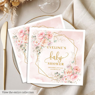 Élégante serviette en papier baby shower rose pâle