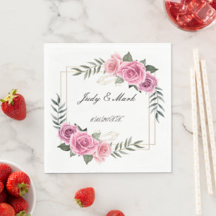 Élégante serviettes en papier rose géométrique