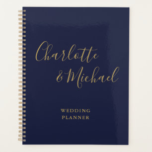 Élégante Signature Script Bleu Nuit Or Mariage