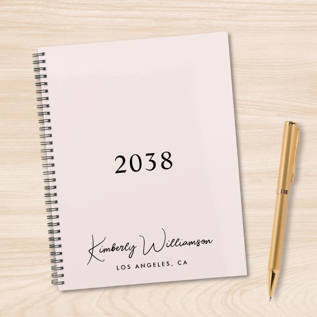 Élégante Signature Script Monogramme Rose Entrepri (Chic Signature Script Monogram Pink Business Planner)