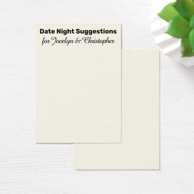 Elégante, Simple Date Night Suggestions Carte Crèm (Bureau)