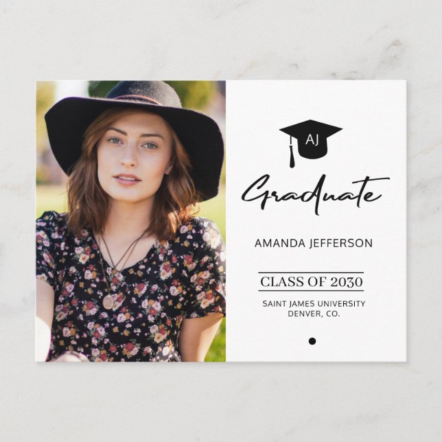 Elégante simple grad photo graduation invitation (Devant)