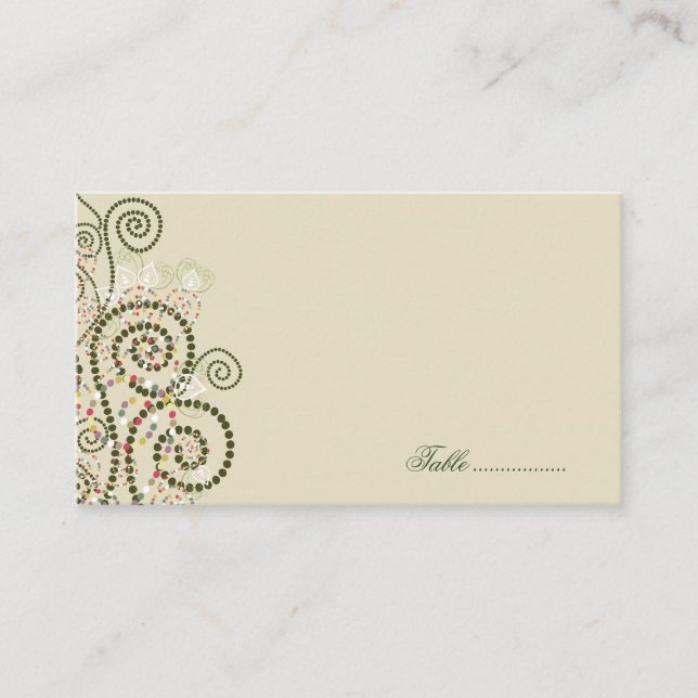 Elégante Spirales Boho Vert Mariage Cartes de Plac (Devant)