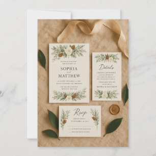 Elégante suite de Faire-part de mariage botaniques