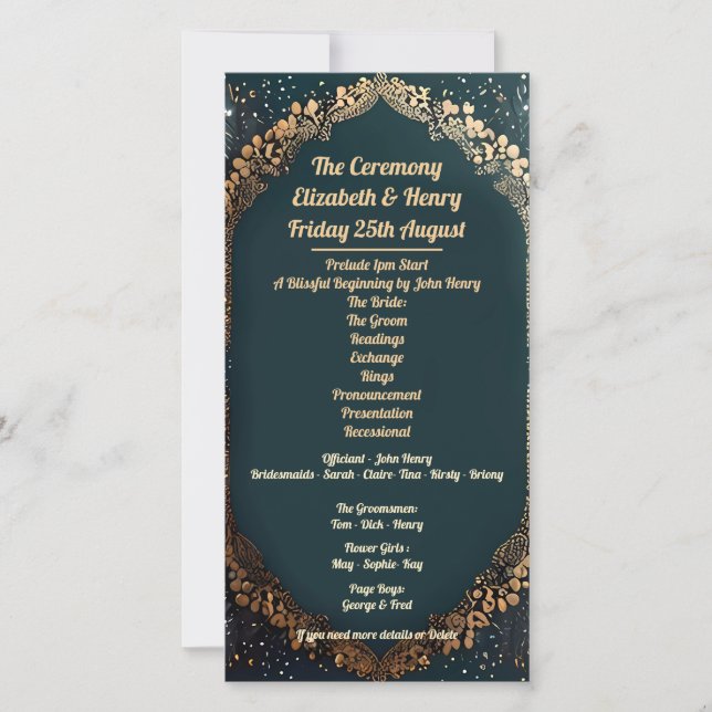 Elégante suite d'invitation de mariage avec Gold F (Devant)