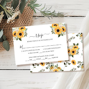Elégante Sunflower Sage Green Wedding Carte RSVP