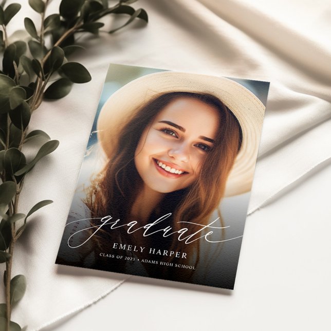 Élégante superposition deux photo Graduation Invit (Créateur téléchargé)