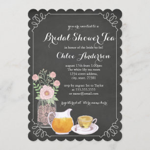 Elégante Tacup Chalkboard Bridal Shower Invitation