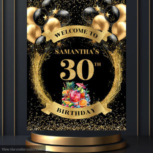 Élégante Tapisserie de Whiskey Black Gold 30th Bir
