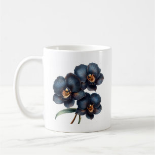 Élégante tasse à café à orchidées noires classique
