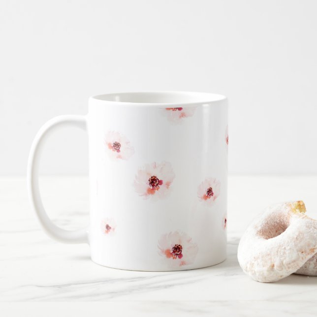Élégante tasse à café florale aquarelle (Avec donut)