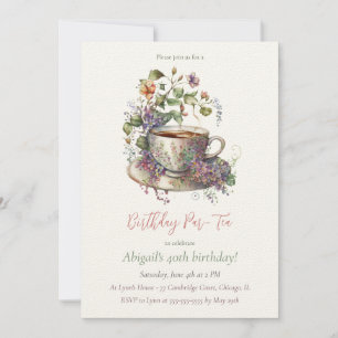 Elégante Tea Party Anniversaire Invitation
