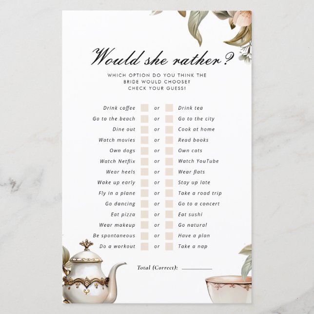 Élégante Tea Party Plairait Elle Jeu De Mariage (Devant)