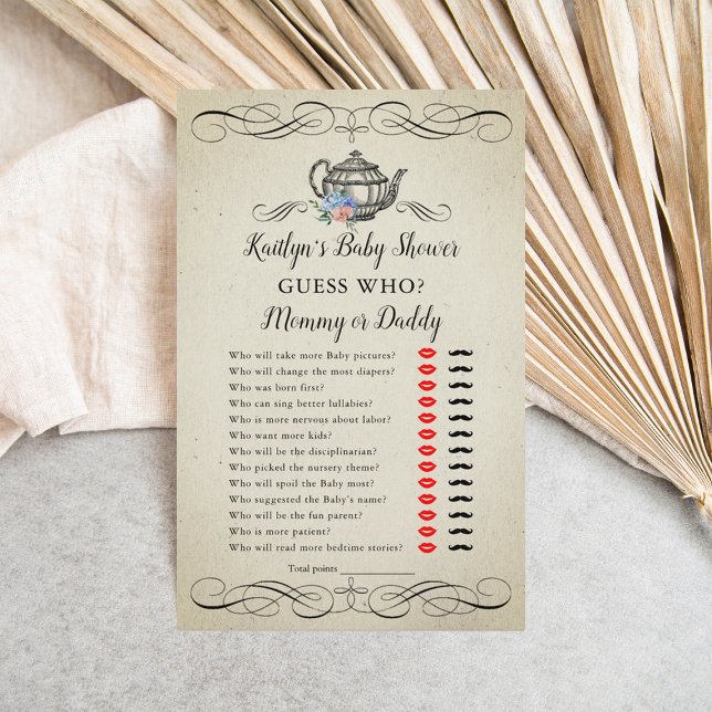 Elégante Tea Party Vintage | Baby shower Devinez Q (Créateur téléchargé)